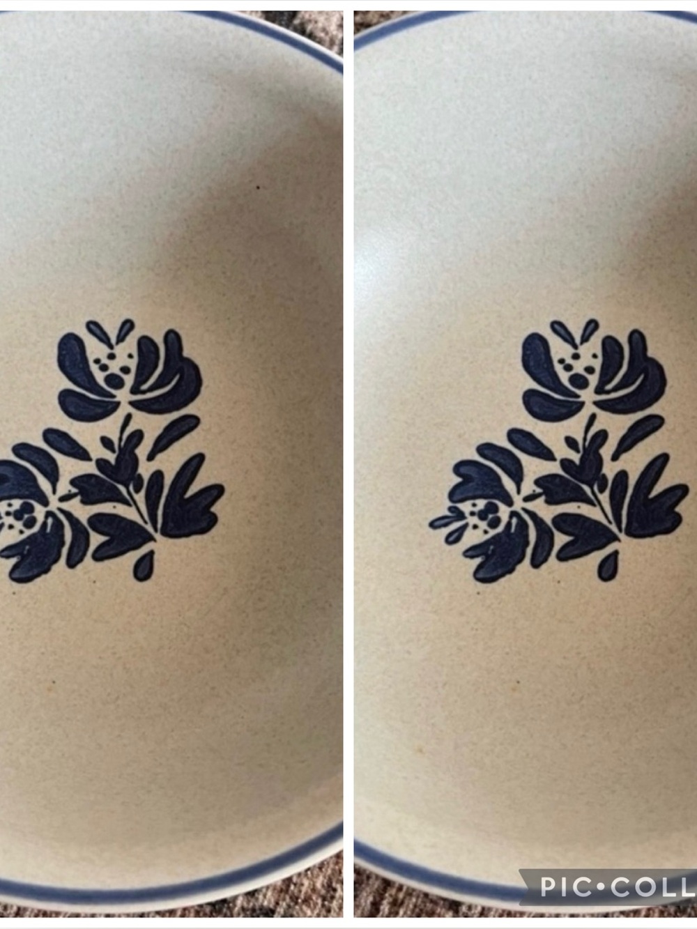 Set of 2 Pfaltzgraff Cream and Blue Floral Bowl vintage set of 2
